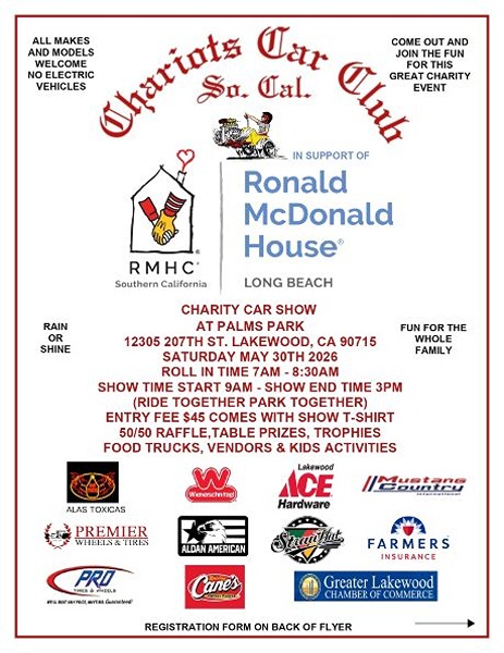 Chariots Anniversary Car Show flyer 2026